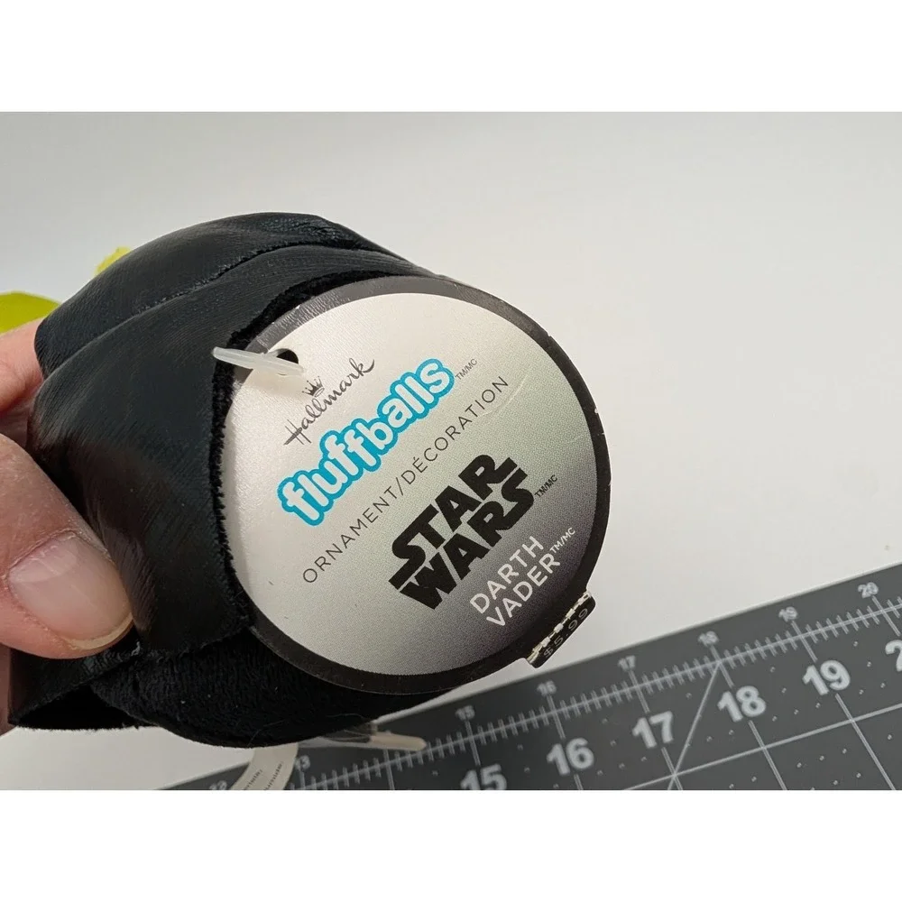 Hallmark Star Wars Yoda Darth Vader Fluffballs Round‎ Plush Ball Ornament 3 Inch
